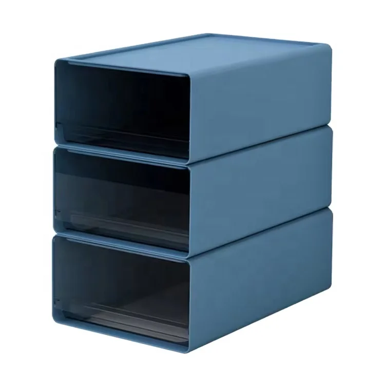 Transparent drawer style stacked storage box stationery paper desk storage box office storage box