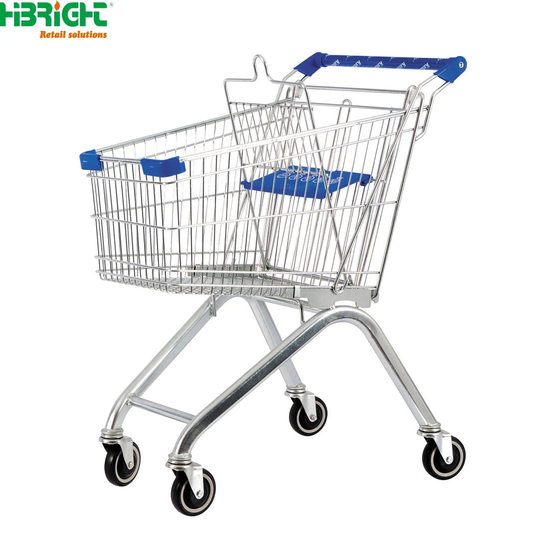 High-Capacity Chrome Plated Flexible Supermarket Plastic Shopping Trolley Cart