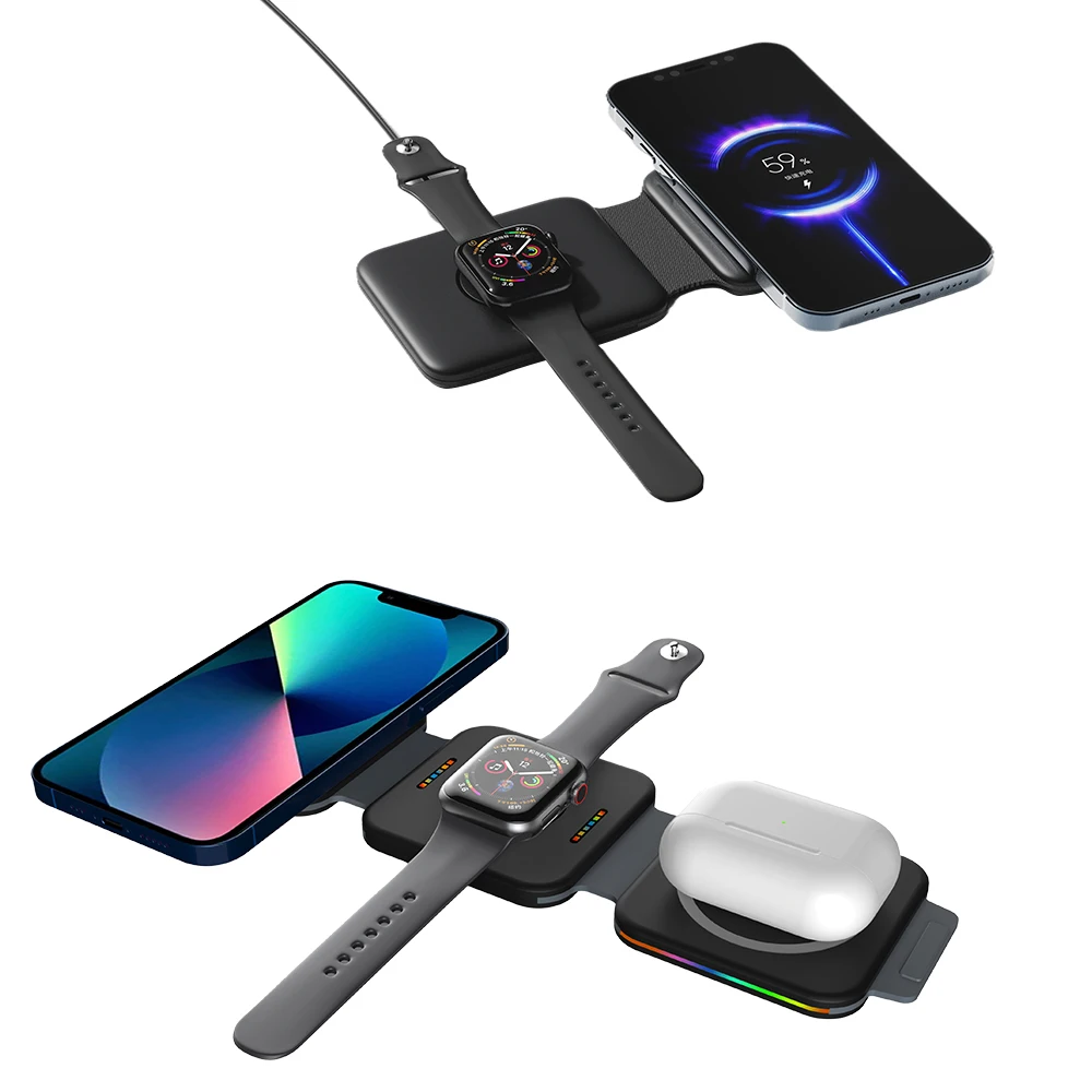 Newest Design Foldable Qi Multiple Magnetic Wireless Charger Stand Fast 15w Portable Wireless Charger for apple samsung