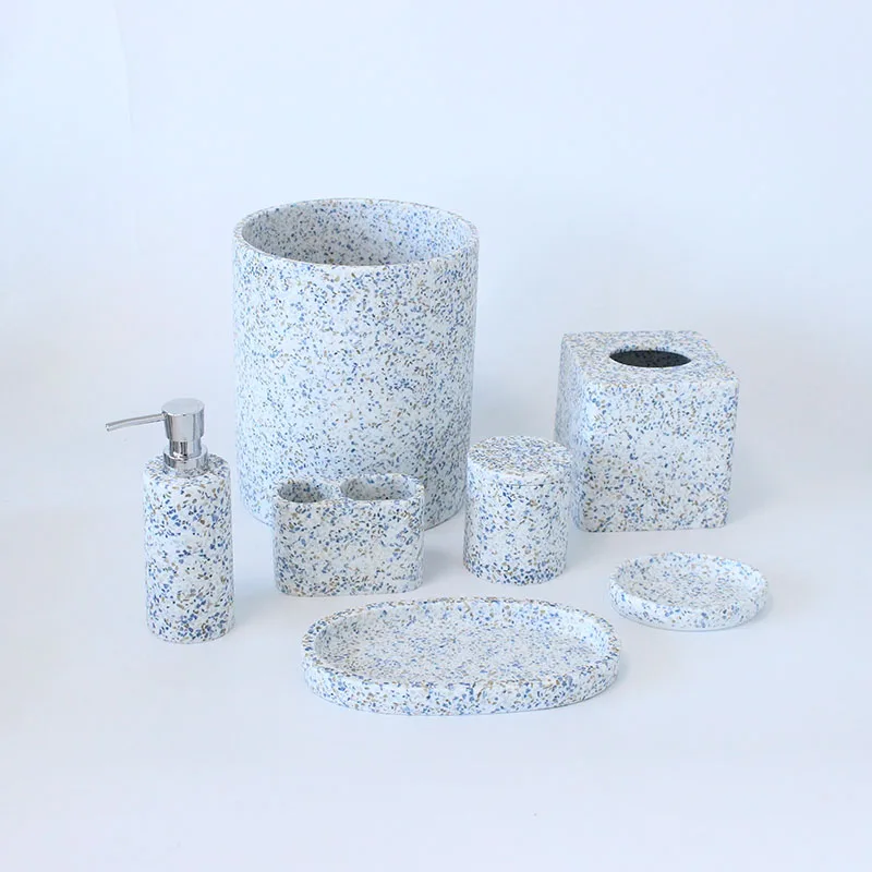 2021 new Customized private label  offer full set luxury marble treatment resin bathroom toilet products for hotel home gift