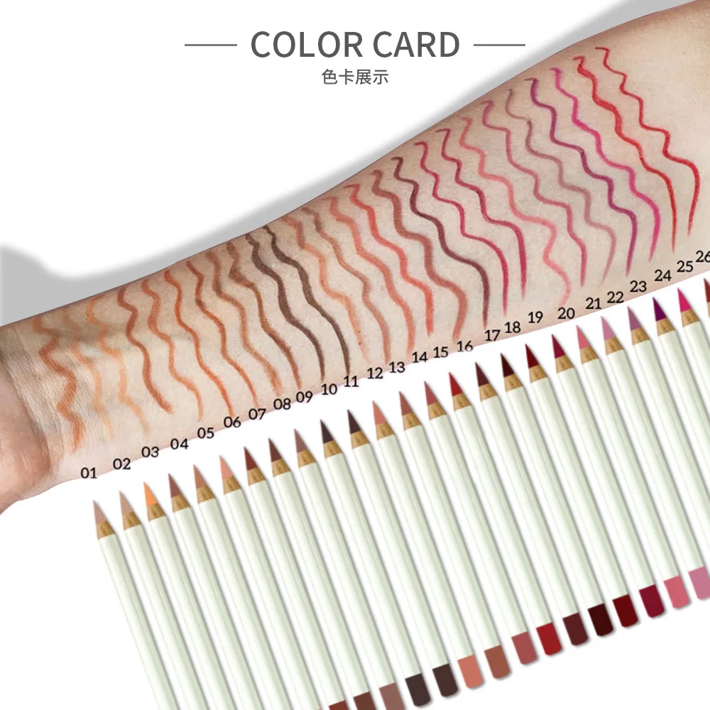 Wooden Lip Liner Pencil Wholesale Plumping Lip Liner Custom Logo Pigmented Waterproof Lipliner