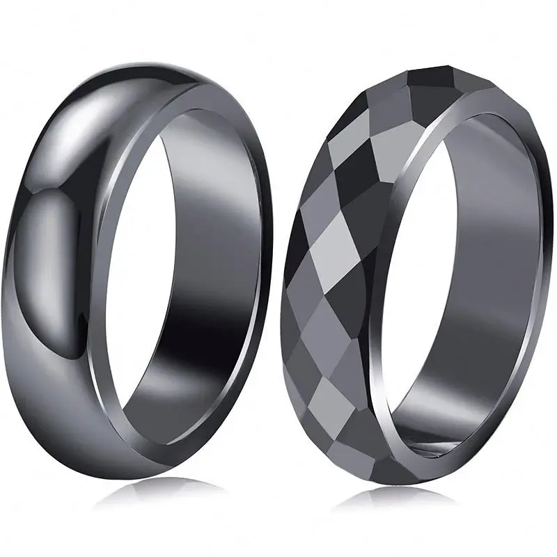 Best-Selling Men Hip-Hop Fashion Simple Couple Ring Magnetic Black Stone Ring Men Hematite Ring