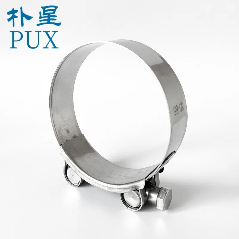 Factory Customized  Stainless Steel Single Head Solid Strong Heavy Duty T-Bolt Hose Clamp for exhaust Pipe