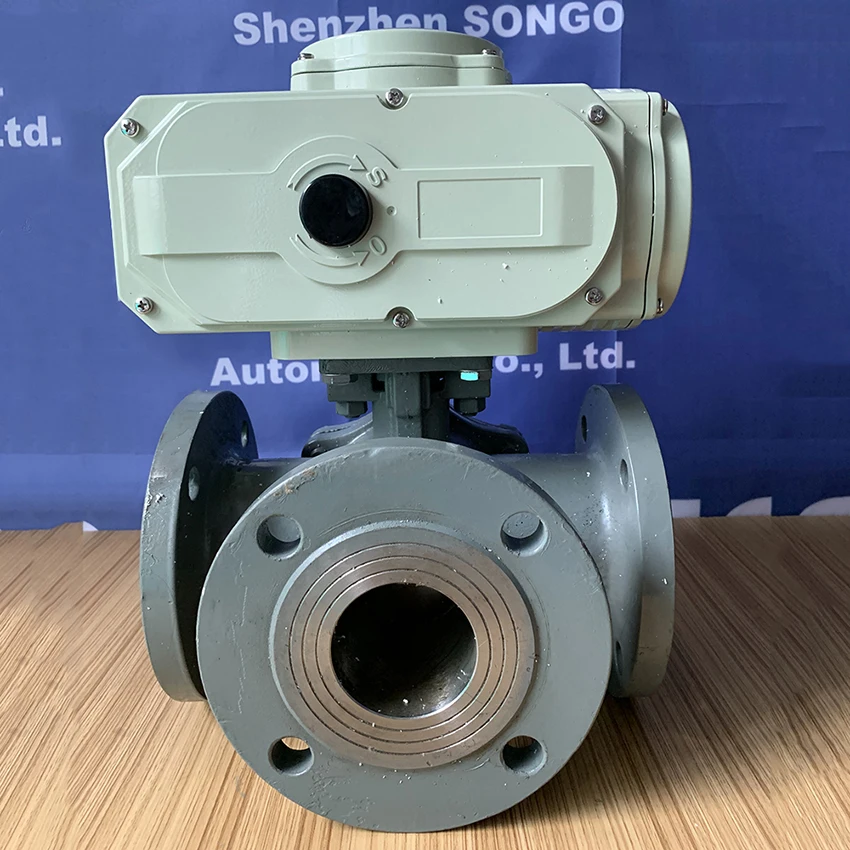 DN250 10 inch big size electric actuated 3 way port flange connection casting steel Motorized ball valve