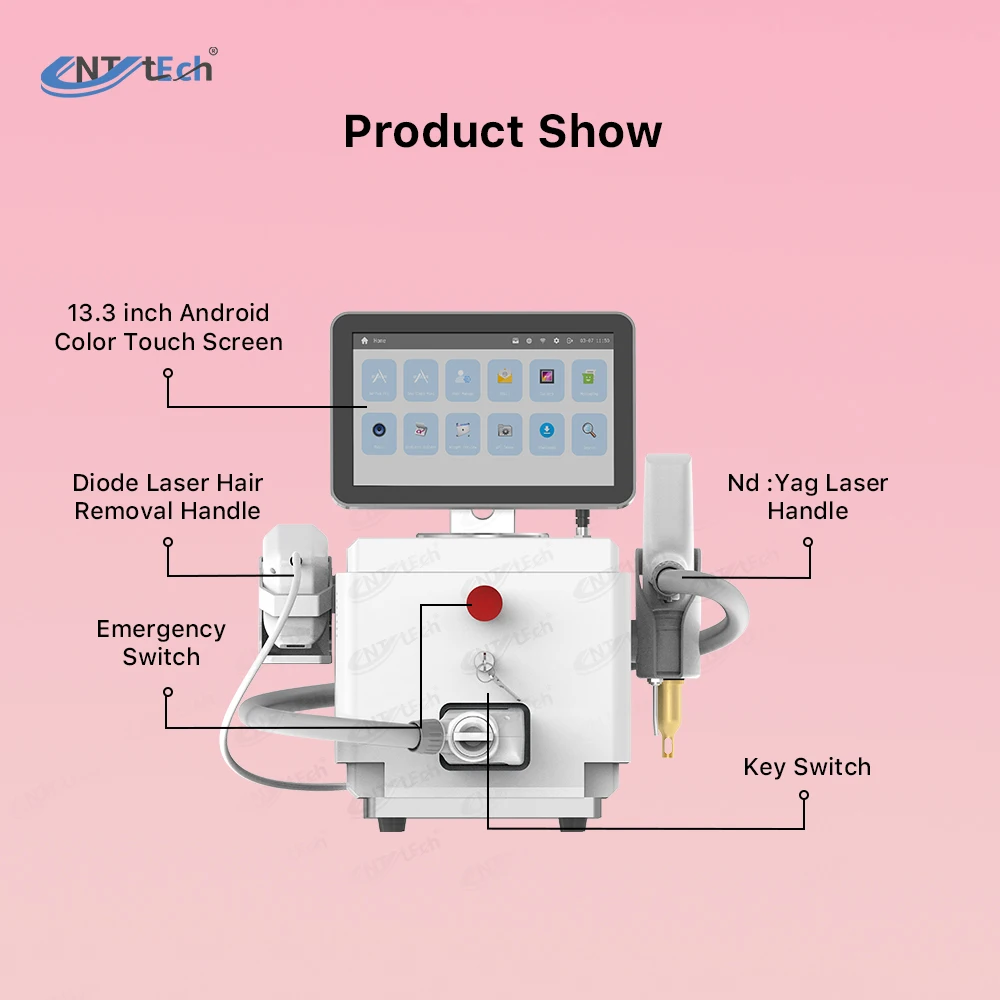 Portable 808nm diode laser nd yag laser hair removal machine 2 in 1