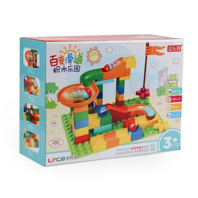 54-162 шт. гоночный лабиринт с шариками, трасса, строительные блоки, воронка, горка, большой конструктор duploed GC00029