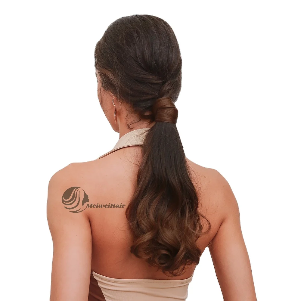 Meiwei синтетическая Натяжная лента для конского хвоста, кудрявые эластичные ленты 140 г, наращивание волос по индивидуальному заказу