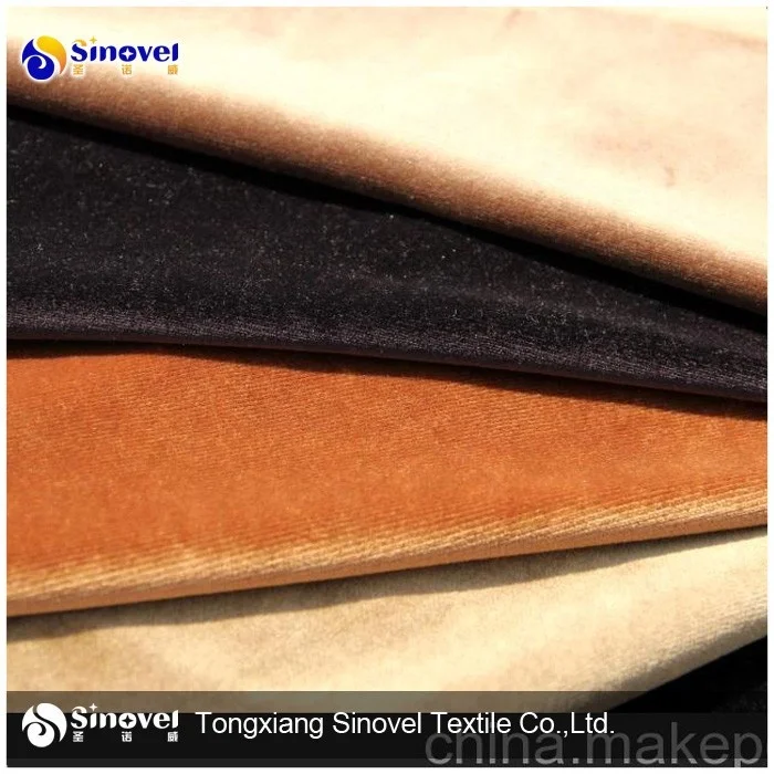 Sinovel 100% polyester knitted curtain sofa cushion plush velvet fabric for garments clothes sofa living room