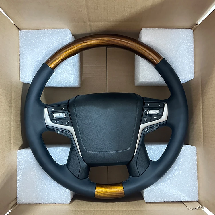 Red Peach Wood Leather Steering Wheel for Toyota Crown Camry Corolla Rav4 Prius Yaris 4Runner Alphard LEXUS LX570 LX470 GX460