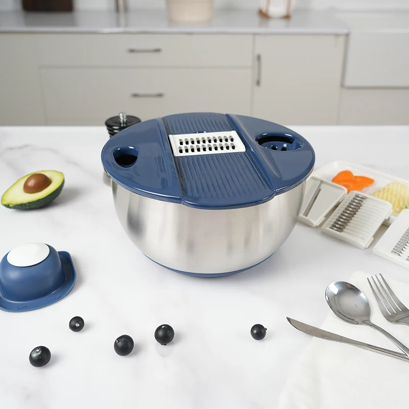 Multifunctional Stainless Steel Fruit Salad Spinner Thinning Dehydrator Manual Vegetable Chopper Slicer Large Planer for Kitchen