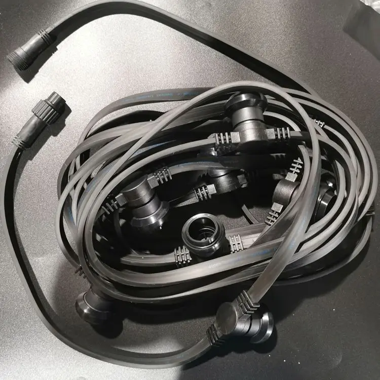 outdoor IP65 waterproof 2*1.5mm copper wire flat rubber cable E27 festoon string light