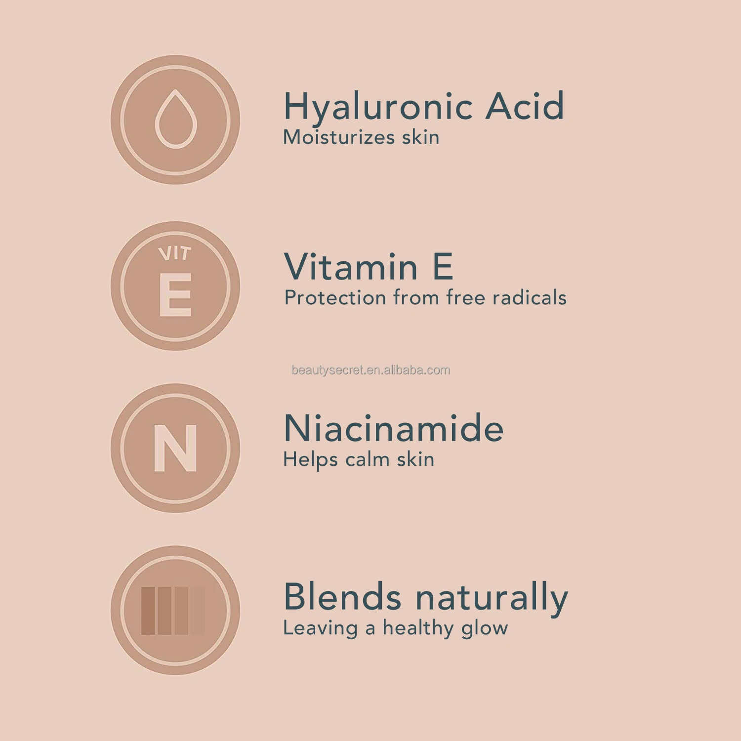 private label hyaluronic acid Primer high quality tinted moisturizer face sunscreen makeup foundation with spf 46