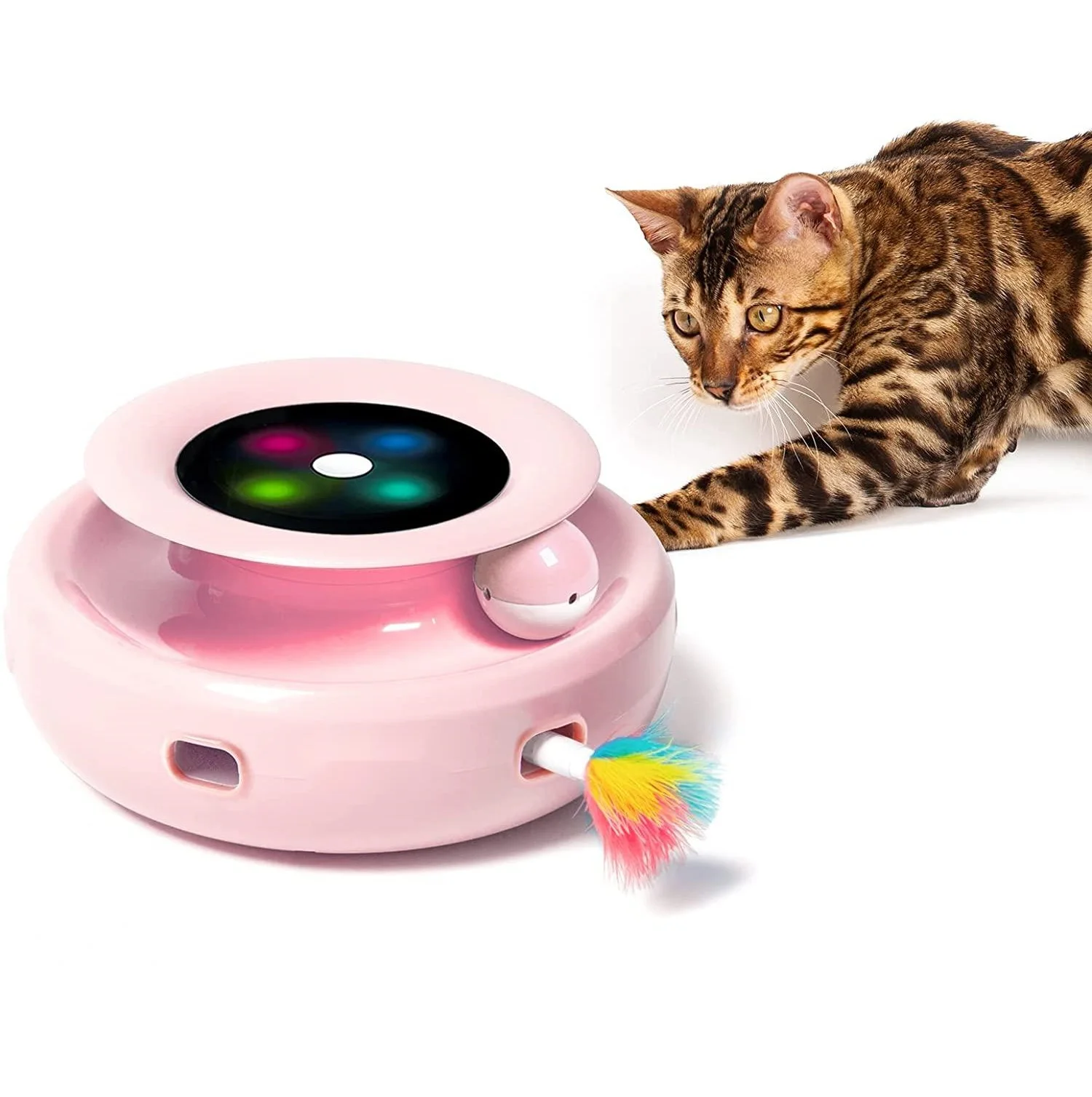2-in-1 Interactive Cat Toys for Indoor Cats, Automatic Cat Toy Balls, Ambush Feather Kitten Toys