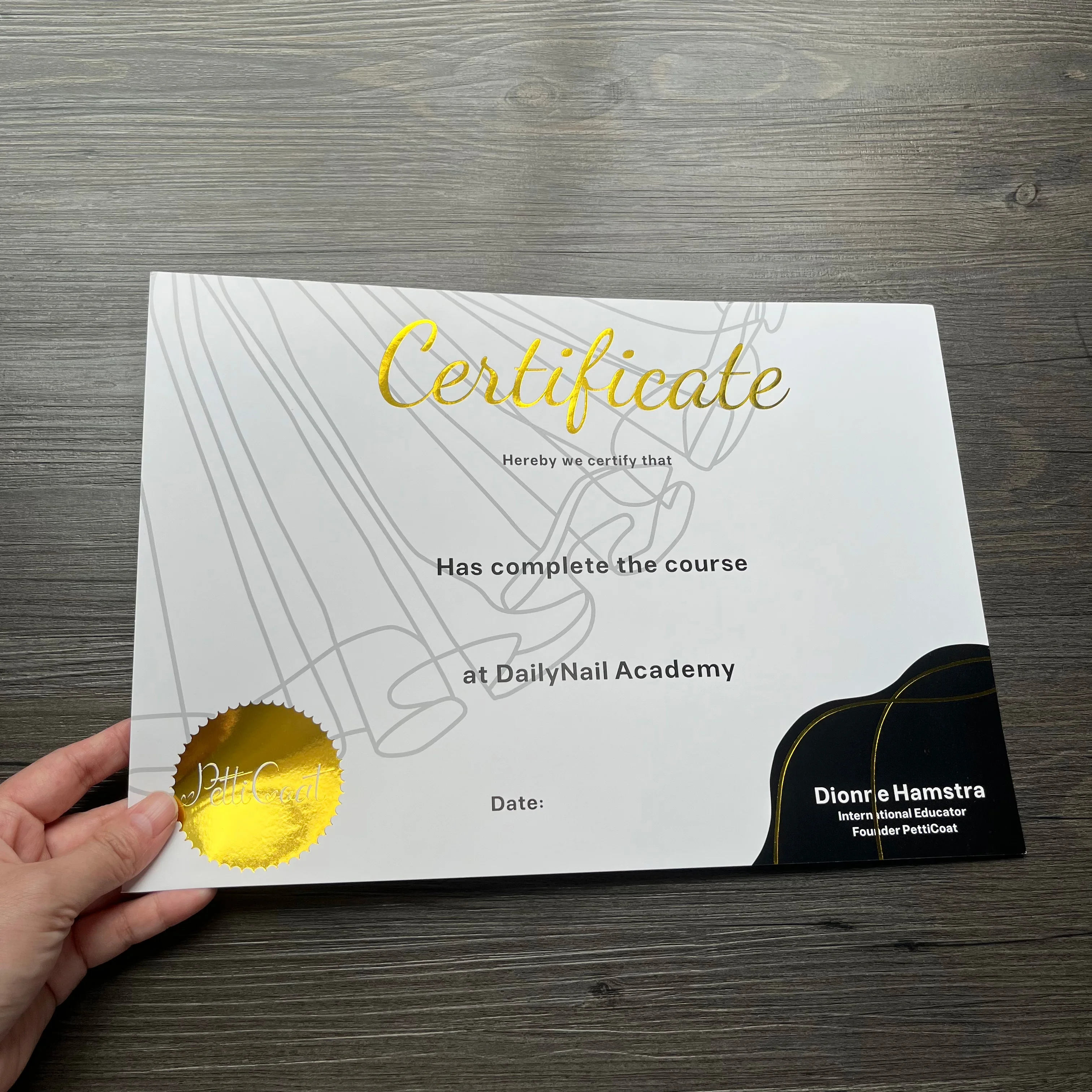 Gold foil A4 size certificate paper custom certificate of authenticity luxurious gift certificate