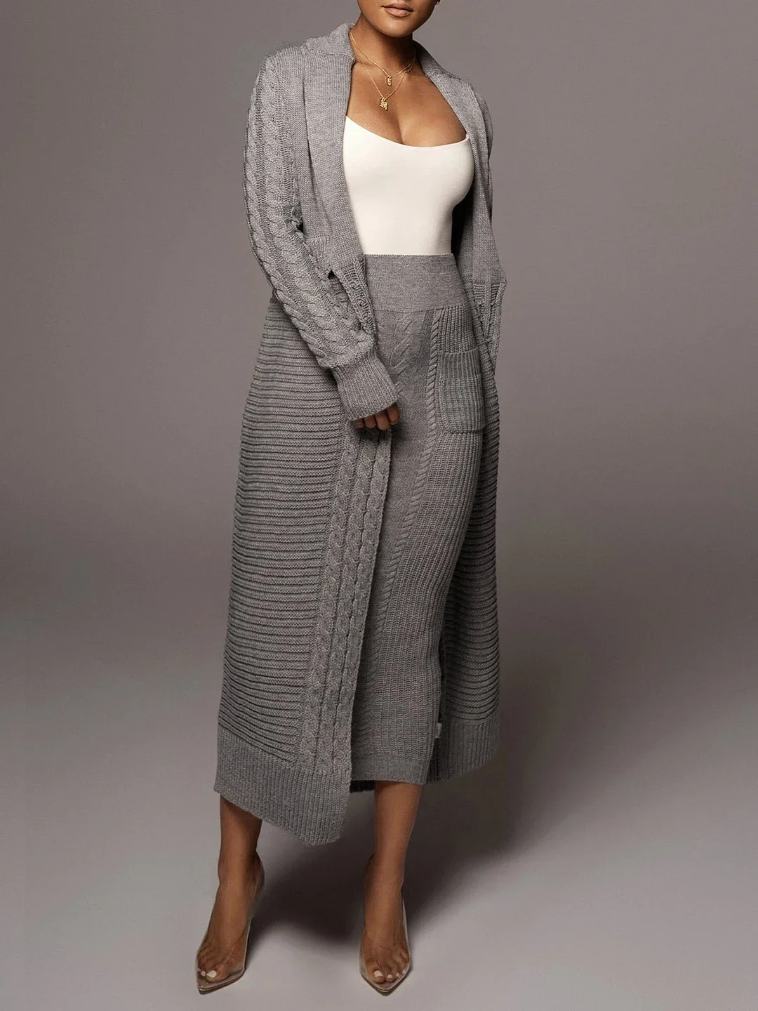 Manufacturers Knitwear Winter Autumn Knit Skirt Women Thick Warm Long Solid Skirts