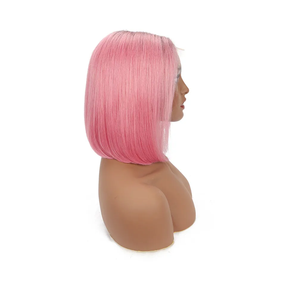 Оптовая продажа, парик YesWigs, парик Боб, цвет Омбре, ярко-розовый, полностью прозрачный, швейцарский, 13x4, фронтальный парик, прямой, предварительно выщипанный, отбеливающий узел