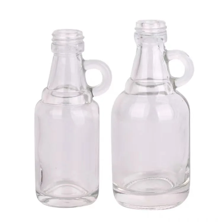 mini cute smaller 30ml 50ml Alcohol Glass Bottle For whiskey Vodka Glass Bottle Liquor With Metal Screw Cap handle easy to hold