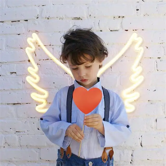 Personalized Neon Sign Lights Custom Angel Wings Led 2D Acrylic Visual Art Wall Hanging Shop Bar Party Bedroom Decor