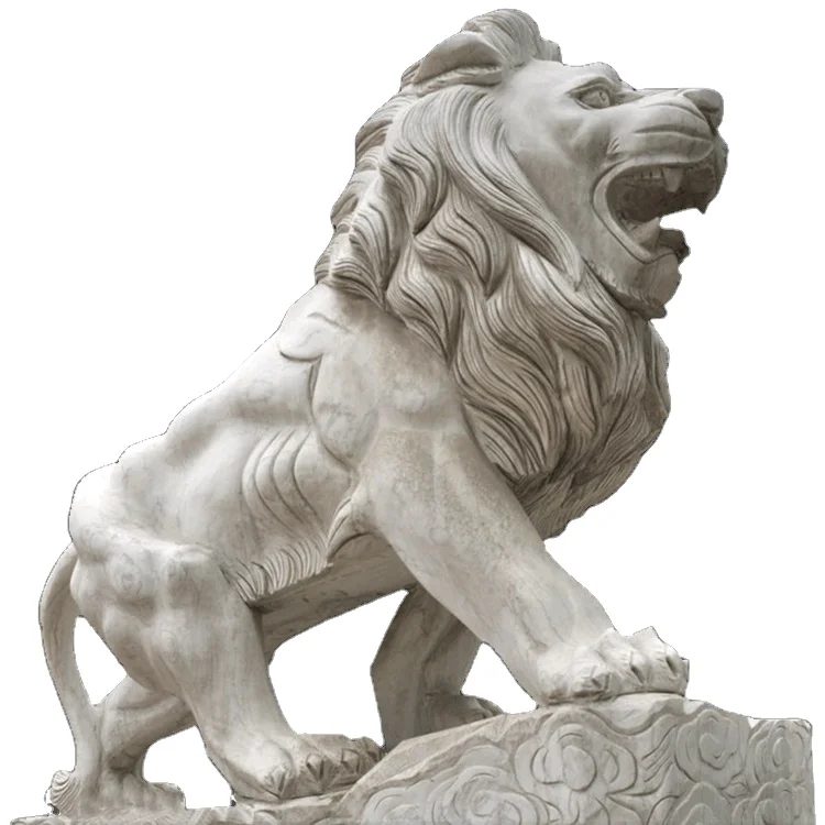 Outdoor garden white indoor statue stone life size lion sculpture for sale