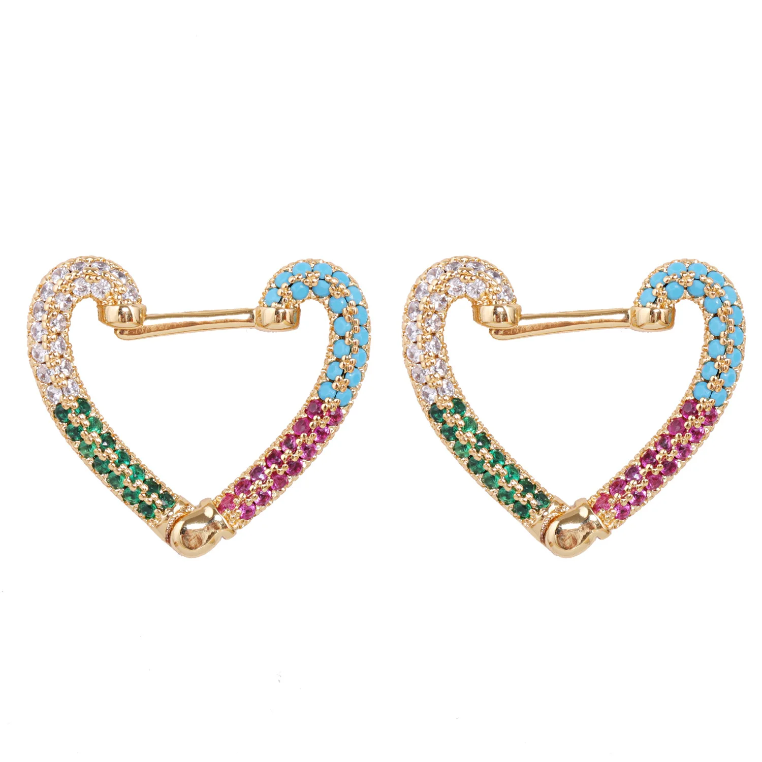 JJ54694 Korean Style Simple Diamond Gold Color Heart Alloy Ear Hoop