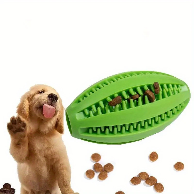 Interactive Dog Chew Toy Rugby Shape Durable Dog Molar Thorn Chew Pet Toys Rubber Food Leaking Ball Educational Dog Toy