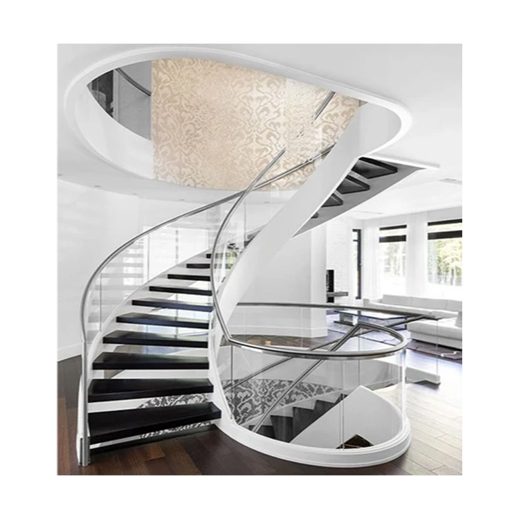 Modern Steel Indoor Steel Wooden Curved Stairs Spiral Stairs Price