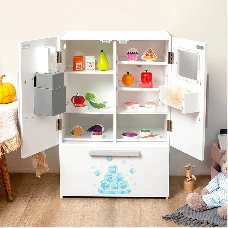 Freezer Montessori Wooden Refrigerator Toys for Kids Unisex Pretend Play Educational Gamepretend Play Educational Game for Kids