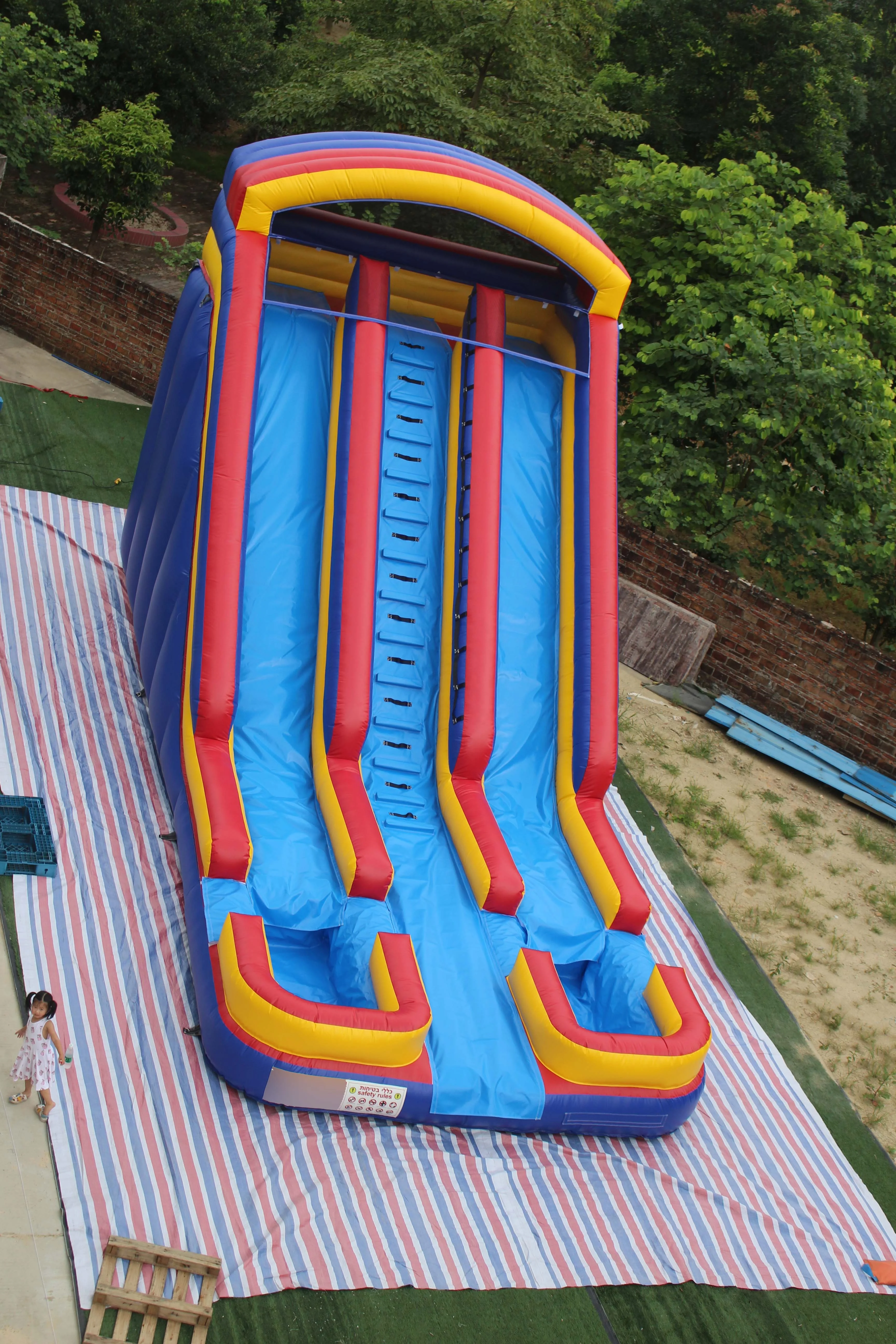 Colorful customized commercial inflatable slides water slides pool double lanes and pools inflatable water slides with pool