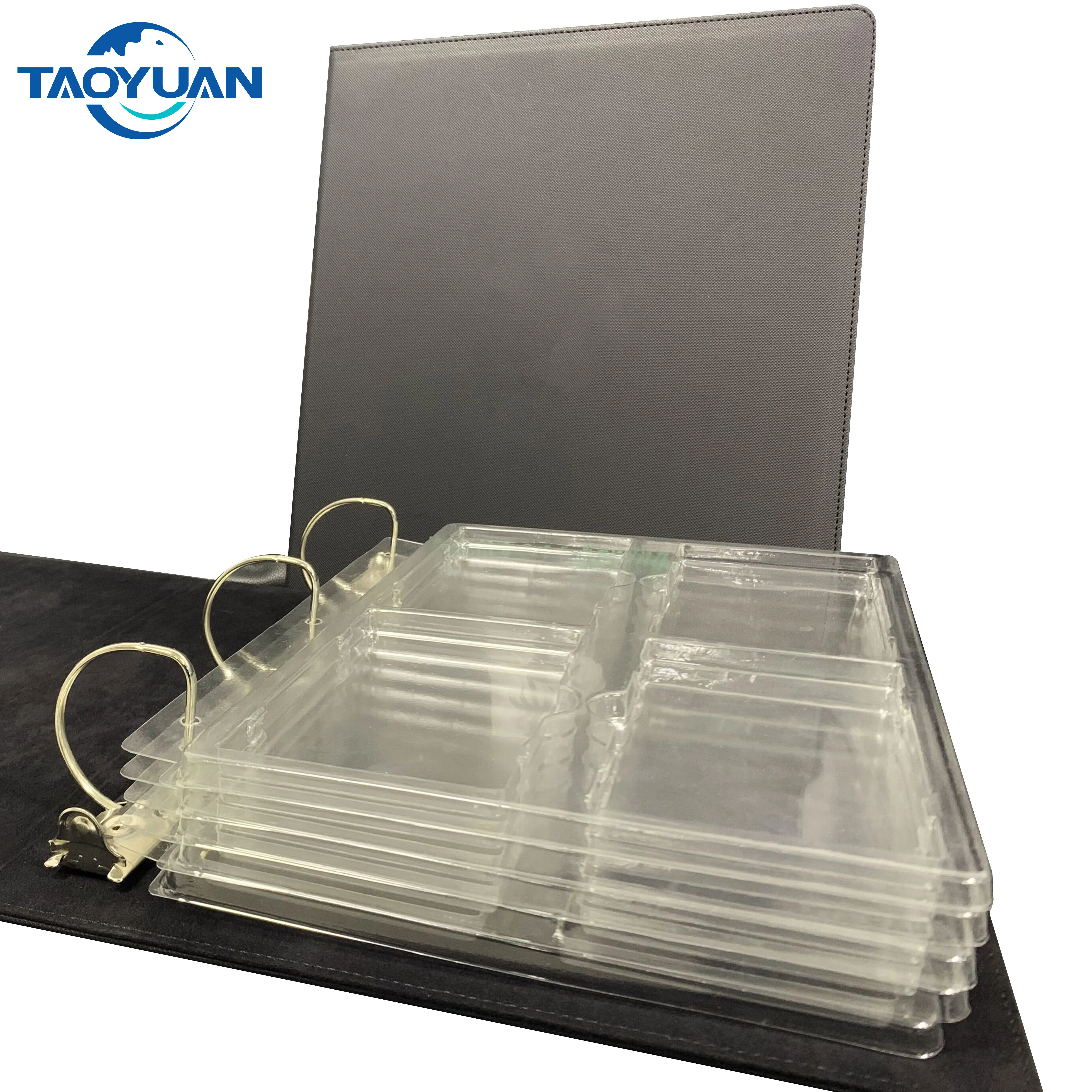 Dongguan Bowen производство кожи 3 кольца переплет для страниц градационная плита карт с 4 или 6 слотами сделанная из PU-ONE страницы