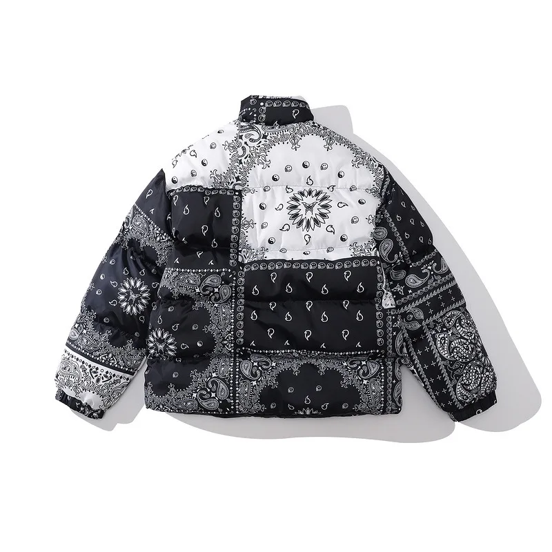 Fashionable Warm Winter Bubble Coats Long Sleeve Bandana Jacket Mens