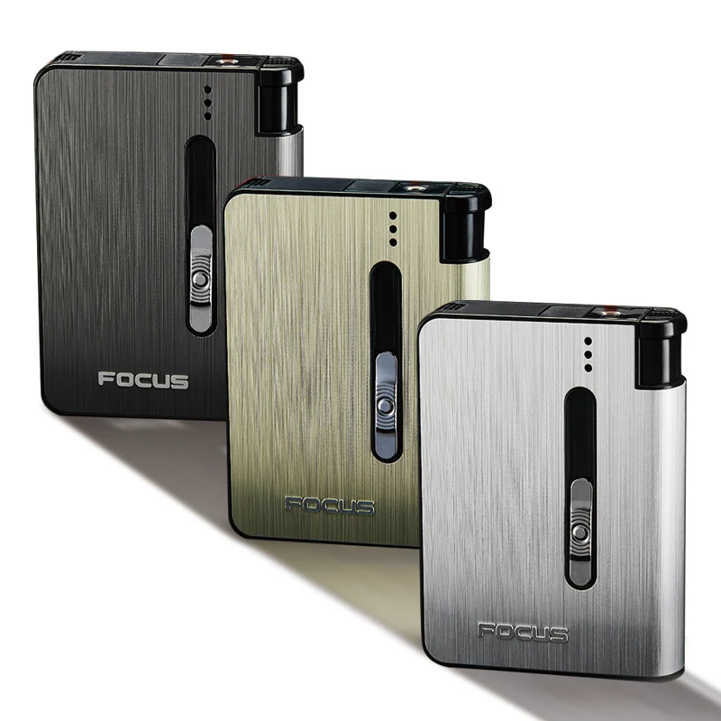 Автоматическая алюминиевая ветрозащитная коробка CC261026A, пластиковая табачная металлическая коробка для сигарет 10 шт., одноразовая зажигалка