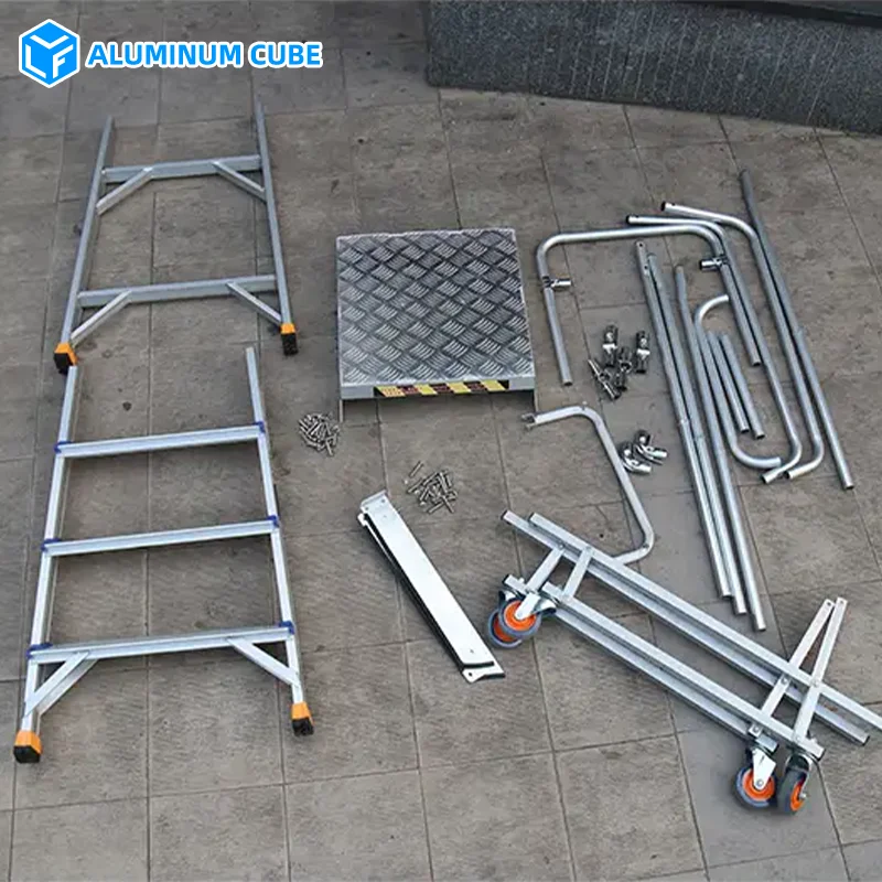 Industrial-Style Aluminium Alloy Work Platform Elevator with Lifting Wheels for Warehouses and Workshops