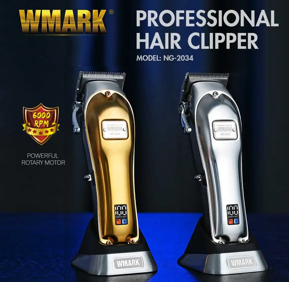 WMARK NG-2034  RTS Rechargeable Cordless LED display Professional Hair Clippers Barber Hair trimmers for Salon
