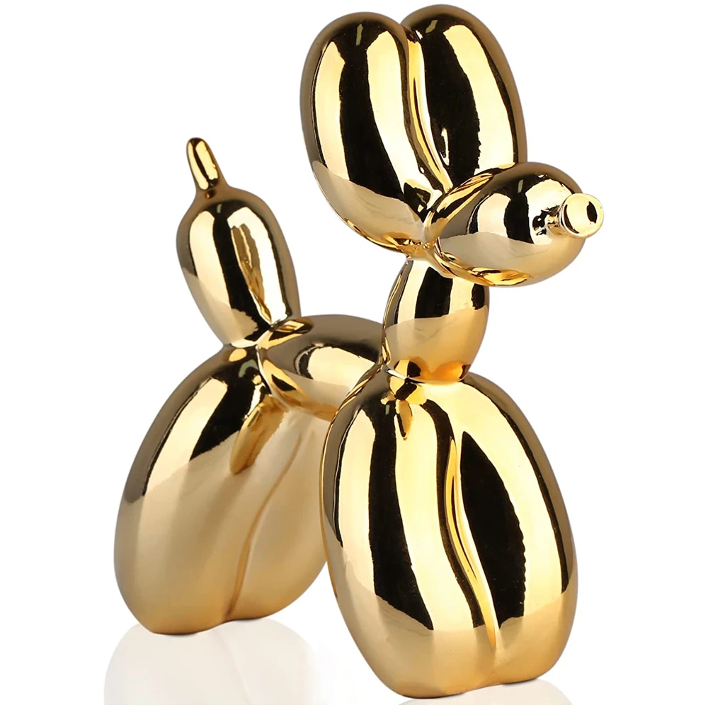 O&M Electroplated Resin Gold Jeff Koons Balloon Dog Office Decoration Table Sculpture Balloon Dog Statue