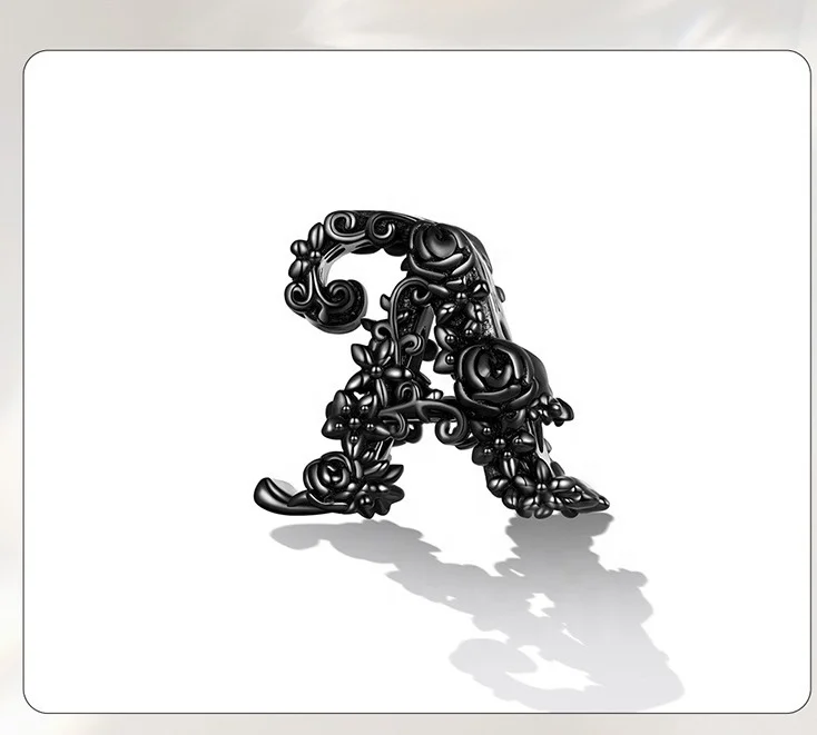 Браслет из бисера из серебра 925 пробы с темной розой, английская буква, Черное золото, циркон, Череп, подарок унисекс для детей