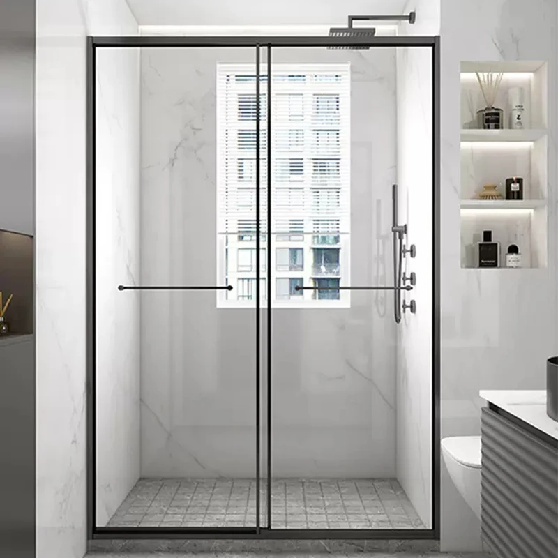 Black High Grade 8mm 10mm Tempered Glass Shower Rooms With Sliding Doors With Factory Price