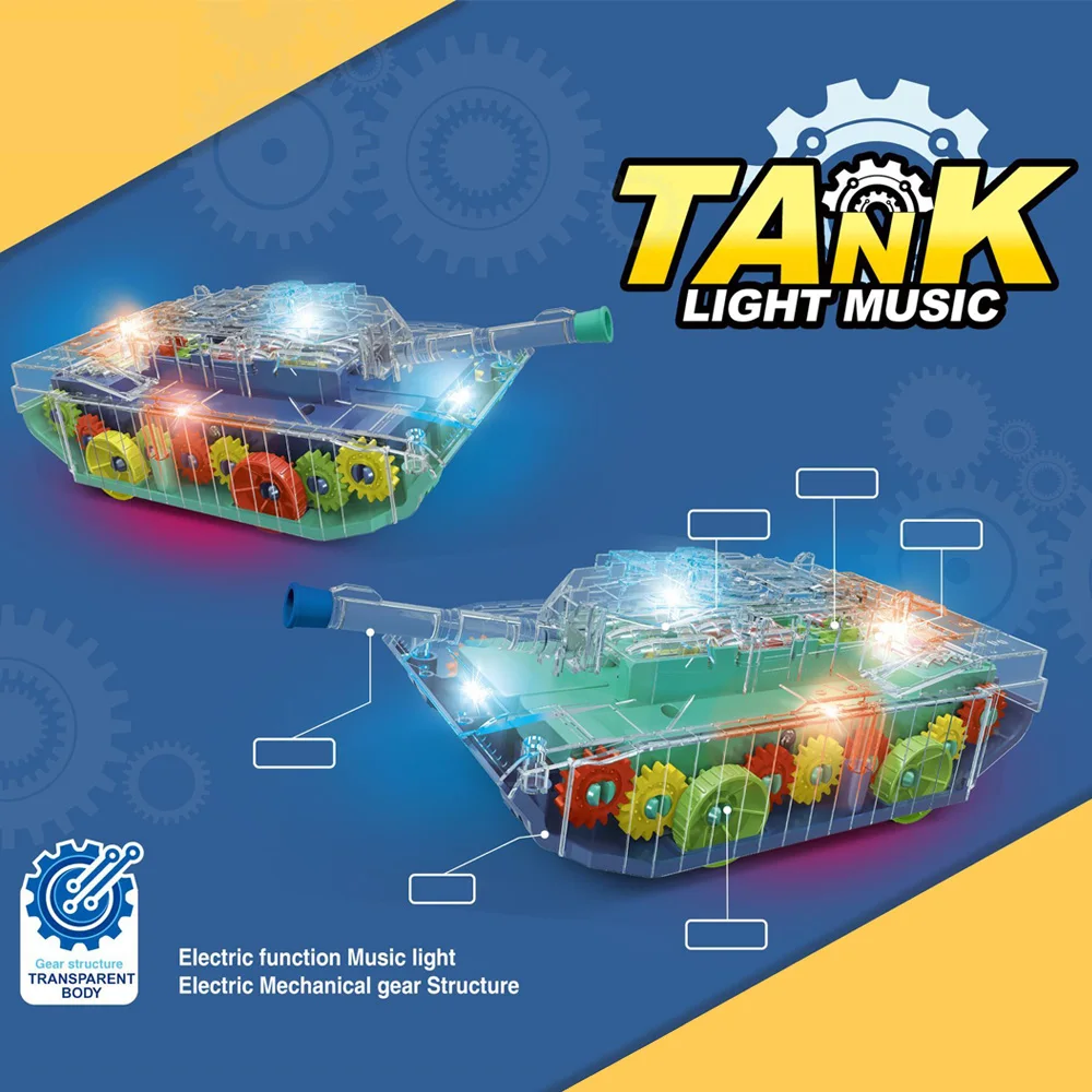 Good selling Transparency Colorful Music And Lighting Electric Universal Tank Car Toy for kids