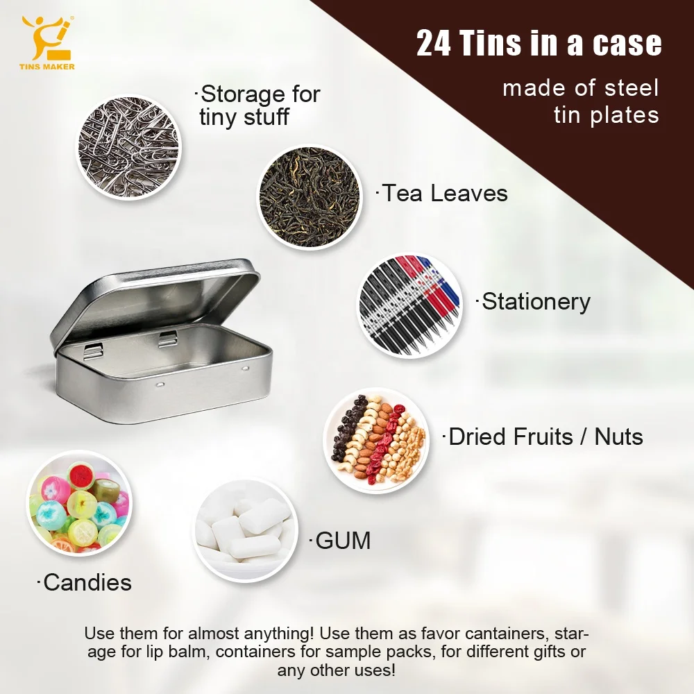 Custom Small Empty Rectangular Round Metal Boxes Can Packaging With Lid For Tea Candle Gift Candy Food Container Hinge Tin Box