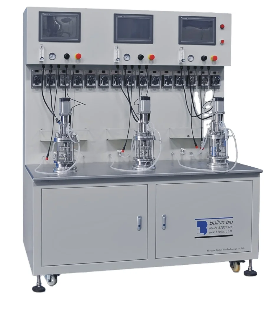 Wholesale 1L Triple mechanical mixing glass fermenter BLBIO-GJ model which can automatically add antifoamer by peristaltic pump