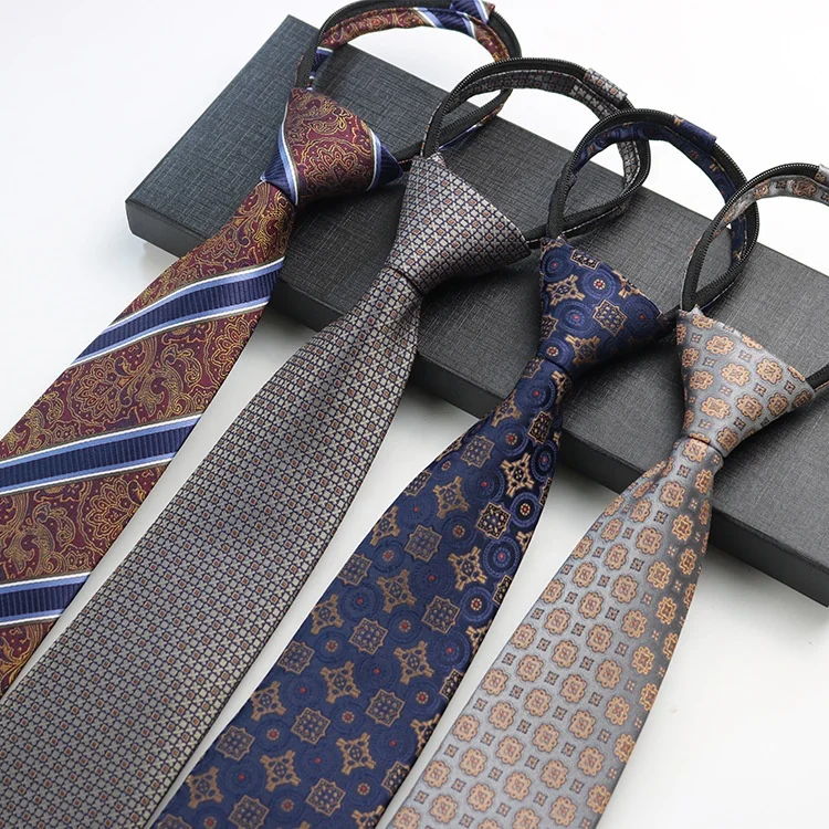 Modern design fashion 8cm zipper necktie for men slim tie jacquard necktie with zip custom