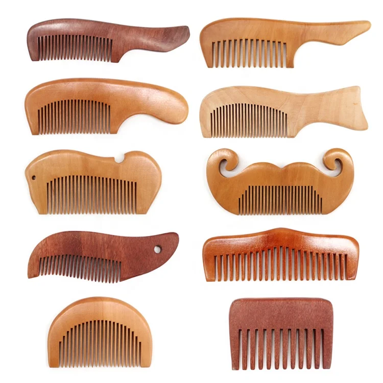 Fine Coarse Teeth Pocket Hairbrush Eco-Friendly Natural Wood Hair Comb Handmade Common Wooden Detangling Comb For Hairs & Beard