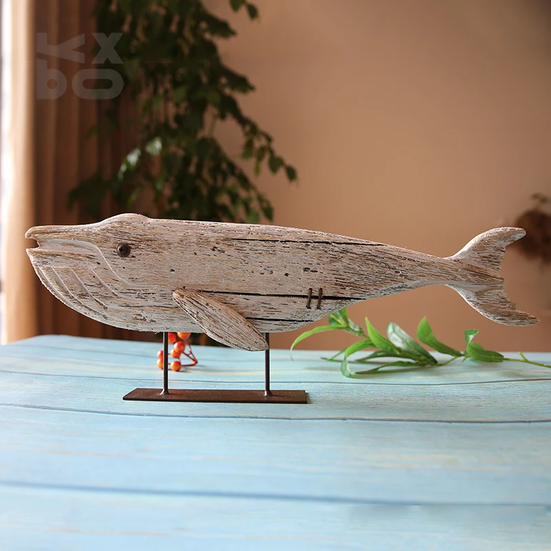 
YBOX vintage handmade standing wooden fish home decor 