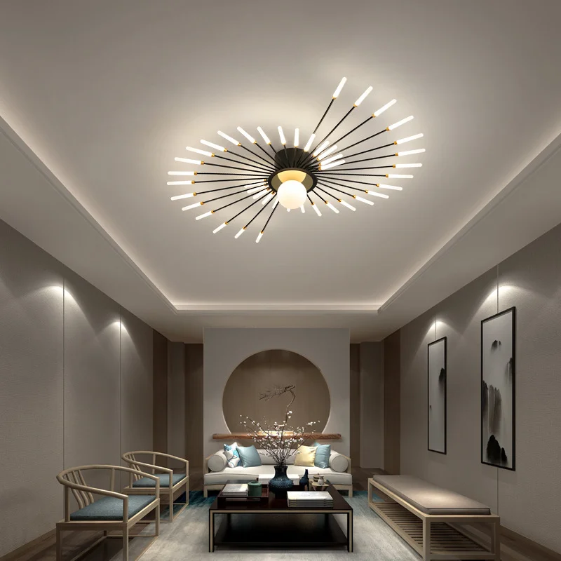 Modern Luxury Indoor Home Bedroom Living Room Gold Bulbs Led Chandelier Ceiling Lights
