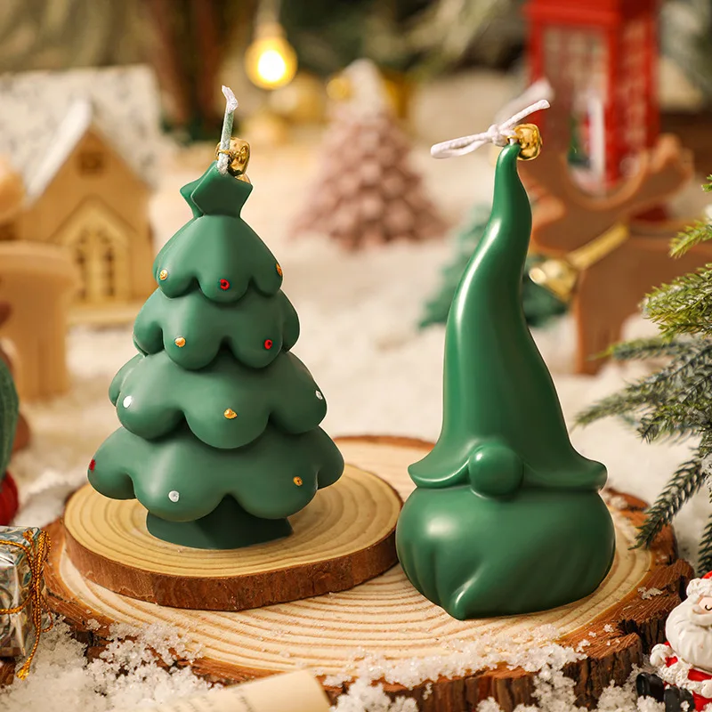 Enchanting Miniature Christmas Tree Candle Collection - Handcrafted for Festive Holiday Decor and Celebrations