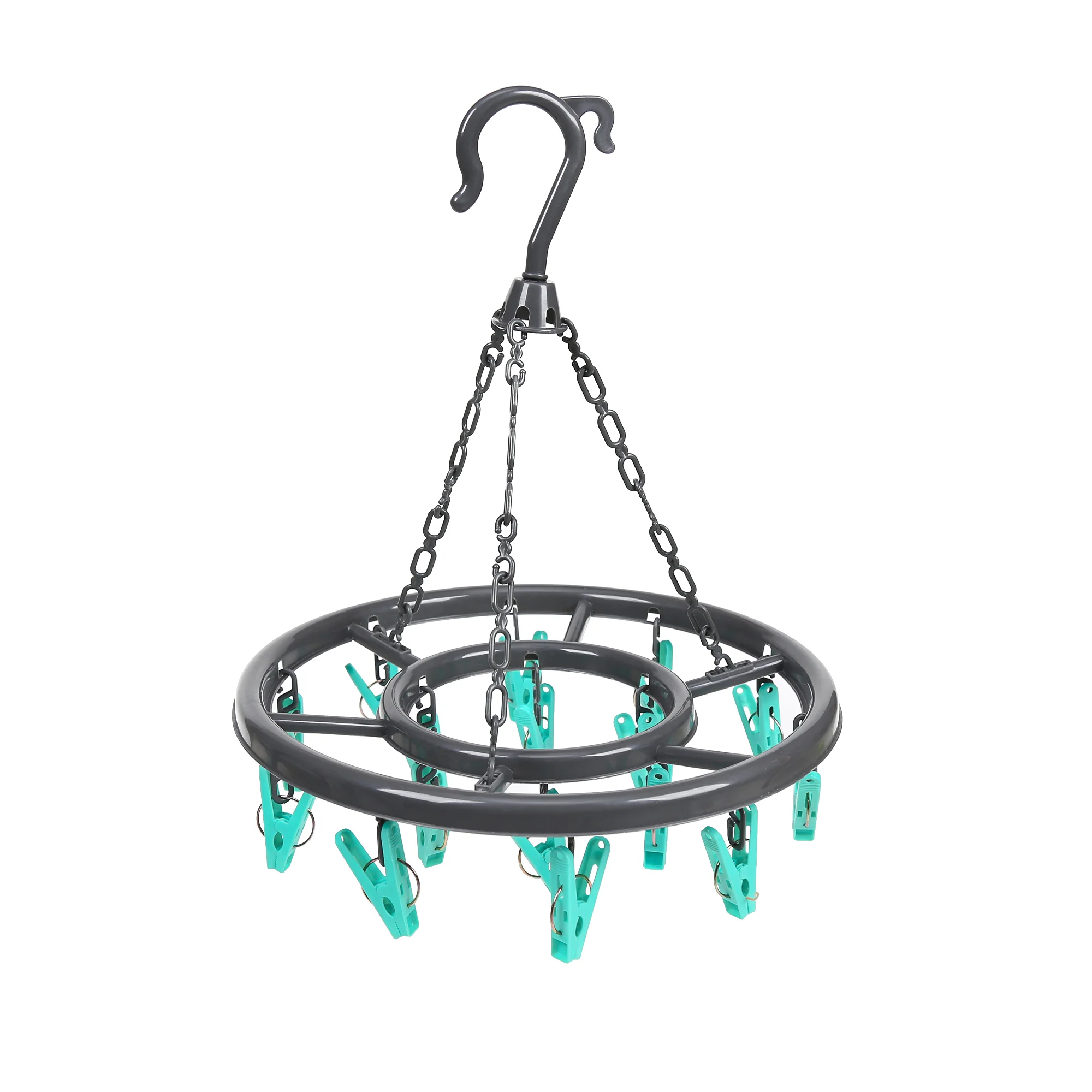 16 pegs Plastic Drying Hanger Rack Laundry Hanging Sock Circle Clips for clothes