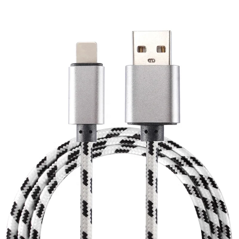 Nylon Fiber Braided Usb Charger Cable 2A Data Cable Wholesale China for Iphone Mobile Phone PVC Zinc Alloy Standard 2.4A 2M FMC