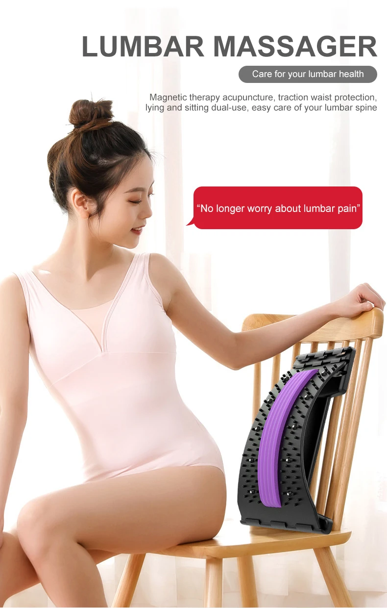 Multi-Level Back Breaker Lumbar Support Board with Magnetic Acupoint Back Stretcher for Lower Back Pain Relief
