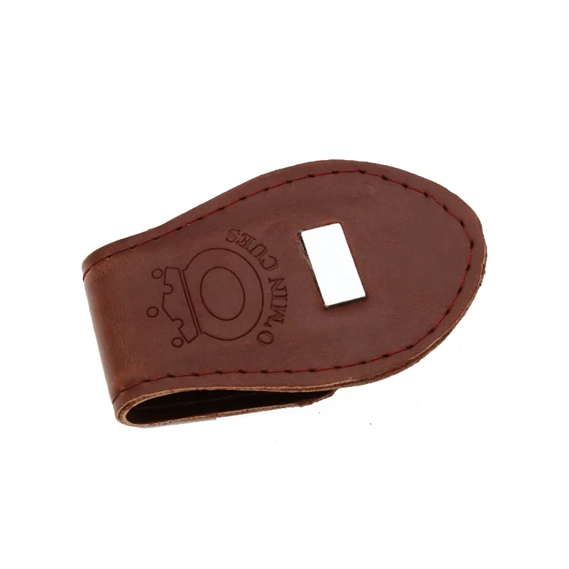 Billiards Accessories Magnetic Pool Cue Chalk Holder with Bicast Leather Belt Clip