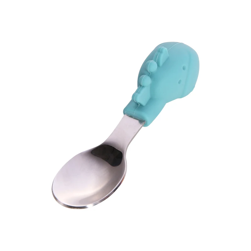 
Many Types Of Stainless Steel Self Feeding Spoon Fork Spoon Set With Silicone Handle For Children 