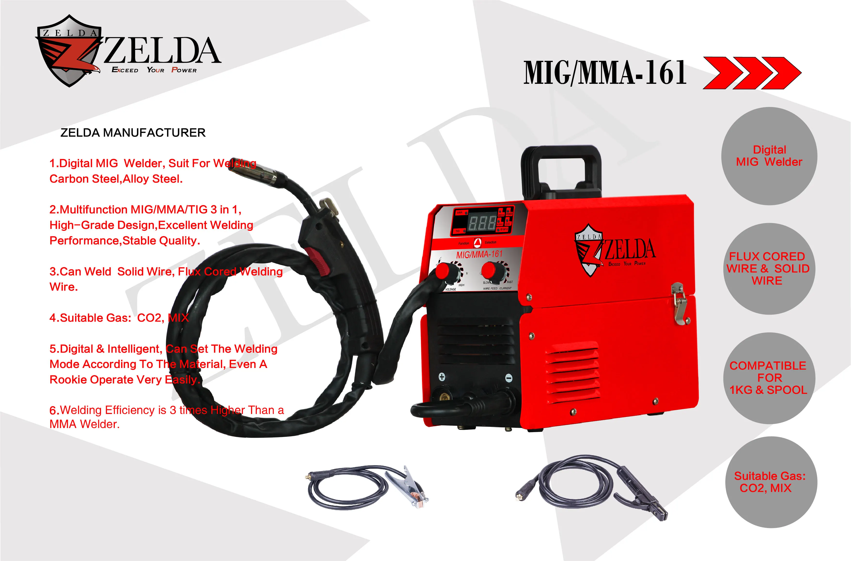  Multi-function mig welder ZELDA hot sale mag tig mma function economic welding